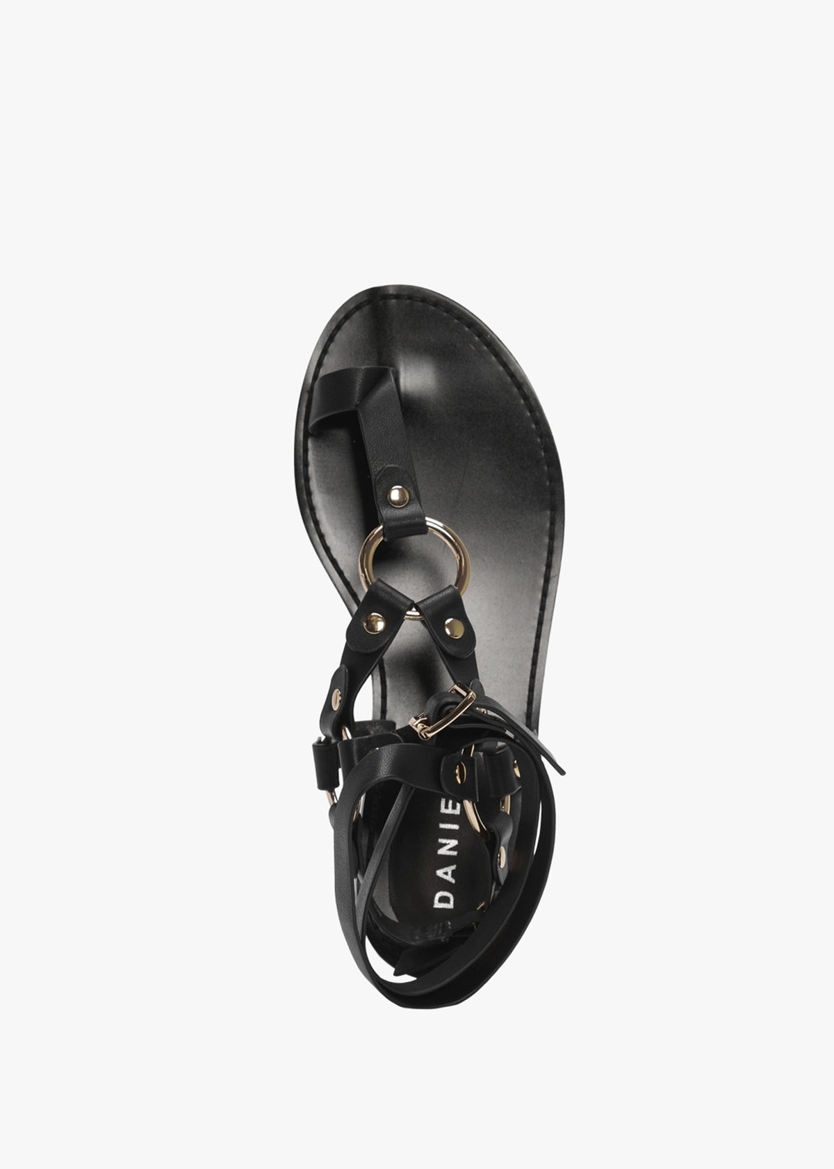 Sophie Black Leather Ankle Tie Sandals