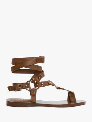 Daniel Sophie Tan Leather Ankle Tie Sandals
