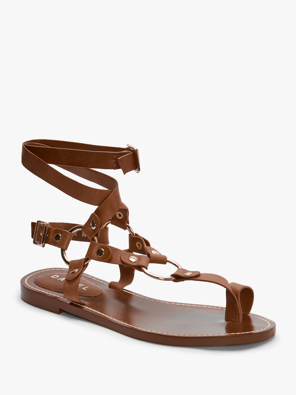 Daniel Sophie Tan Leather Ankle Tie Sandals