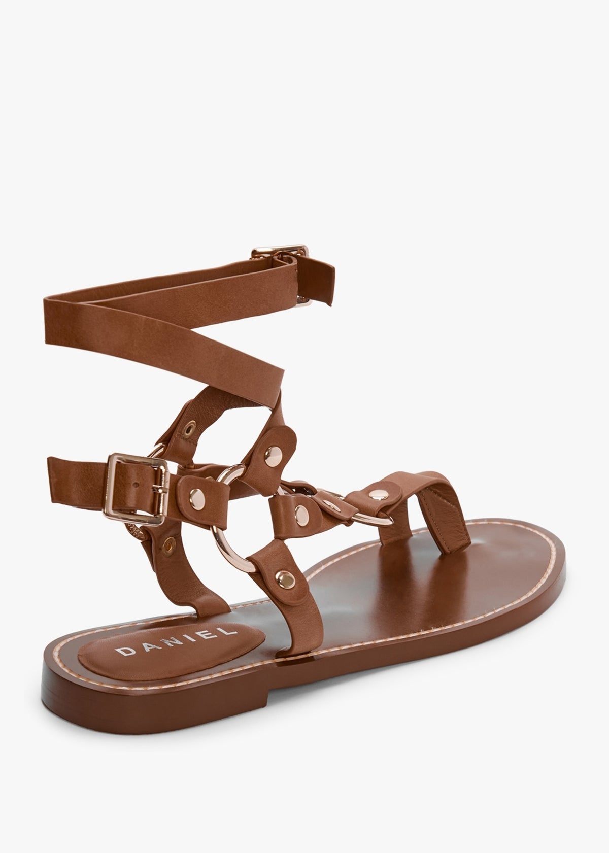 Daniel Sophie Tan Leather Ankle Tie Sandals