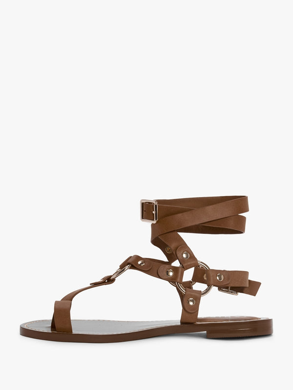 Daniel Sophie Tan Leather Ankle Tie Sandals