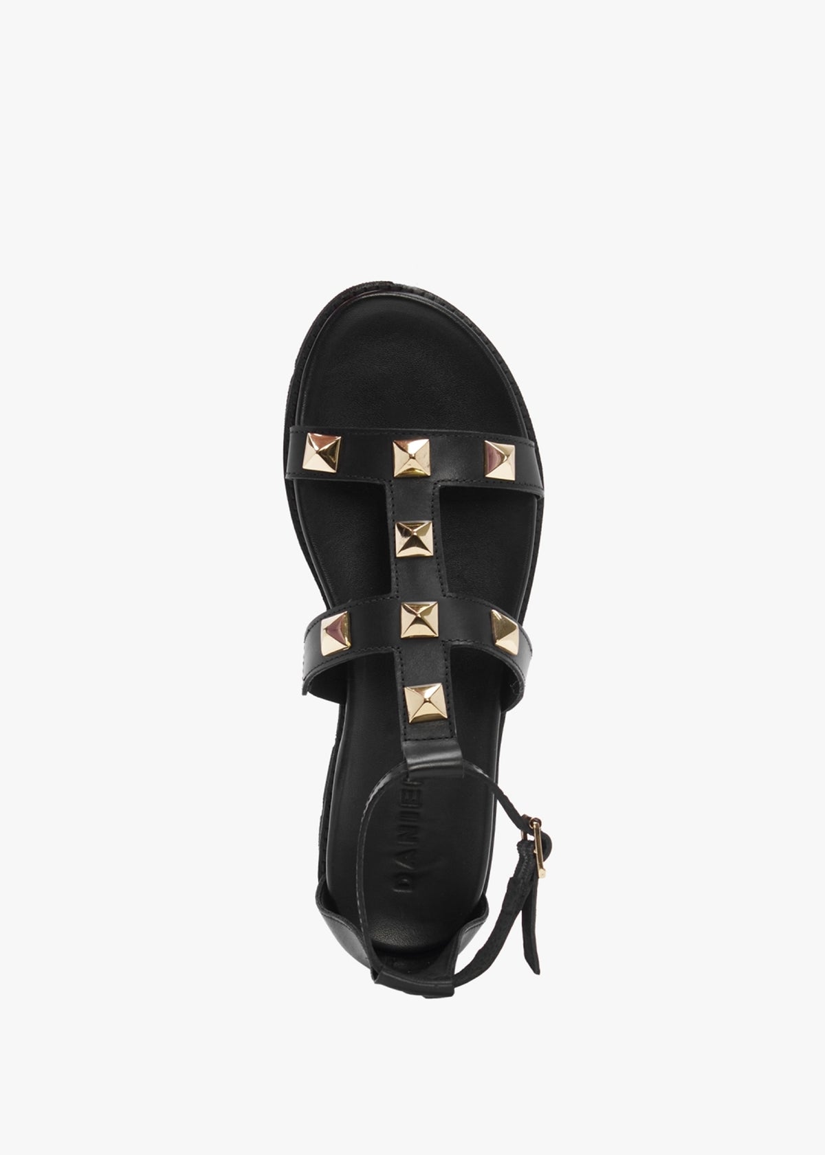 Sostudded Black Leather Gladiator Sandals