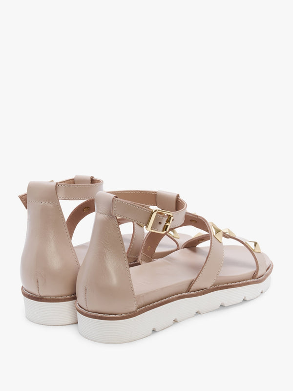 Sostudded Beige Leather Gladiator Sandals