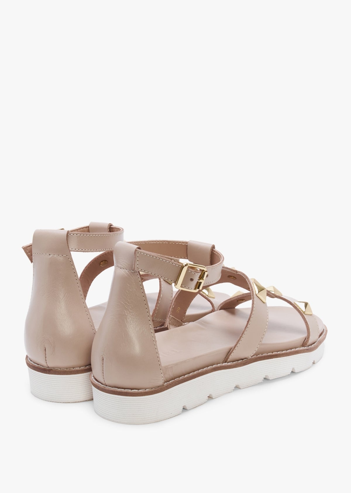 Sostudded Beige Leather Gladiator Sandals