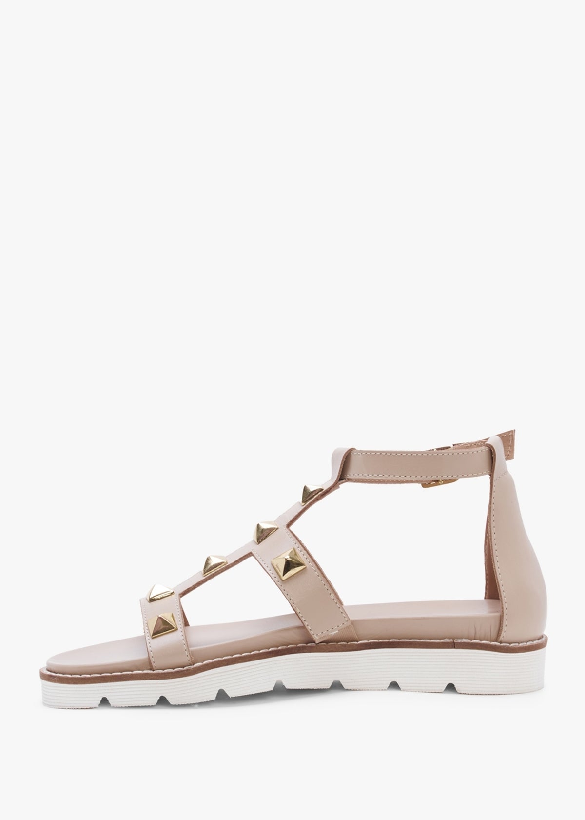 Sostudded Beige Leather Gladiator Sandals