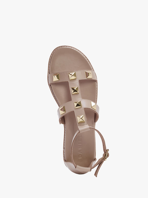 Sostudded Beige Leather Gladiator Sandals