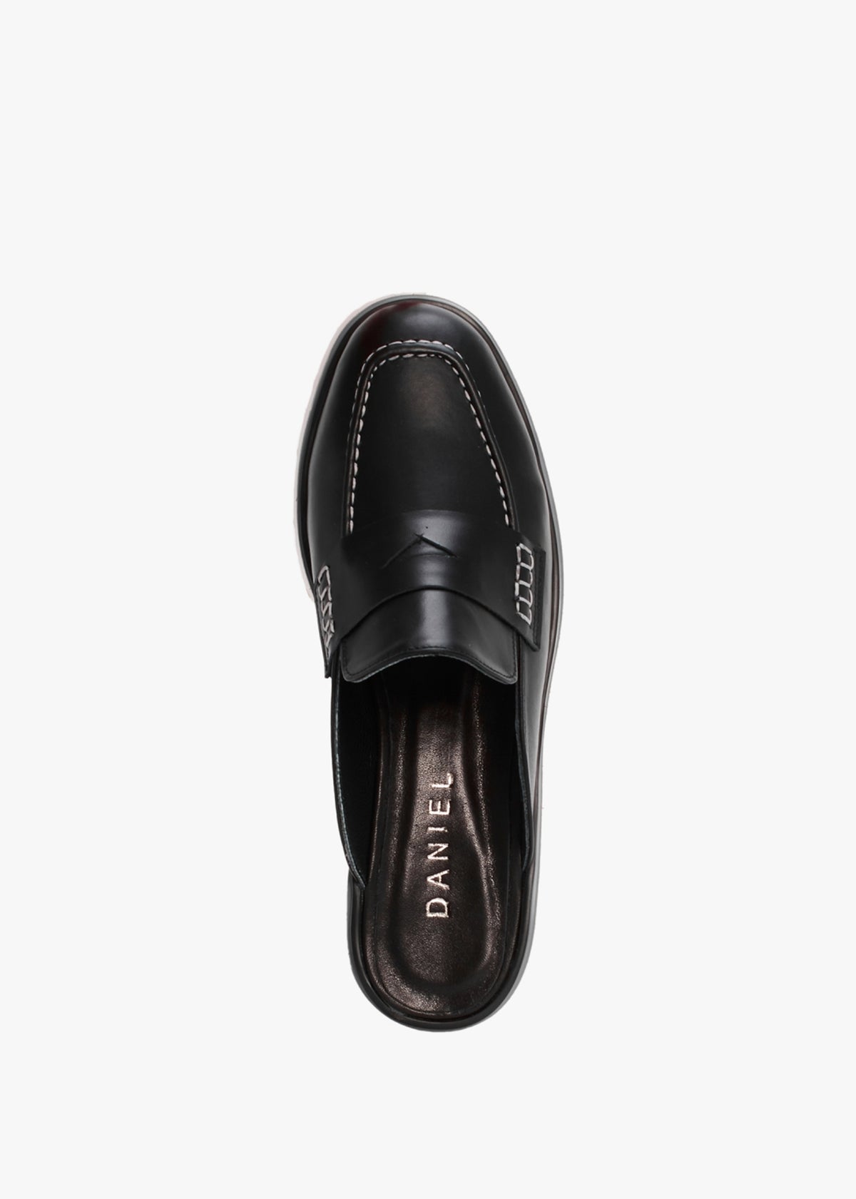 Beloba Black Leather Backless Loafers