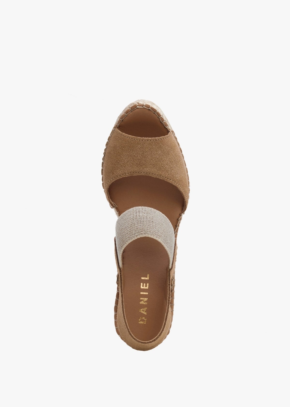Ilasty Tan Suede Elasticated Front Strap Wedge Sandals