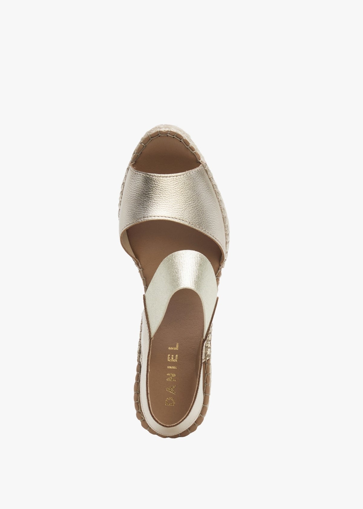 Ilasty Gold Leather Elasticated Front Strap Wedge Sandals