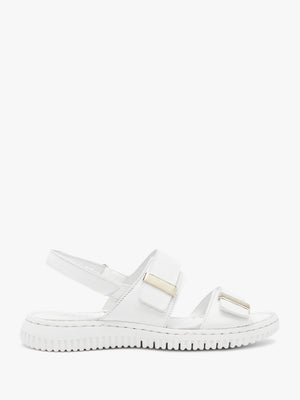 Lellie White Leather Two Bar Sandals
