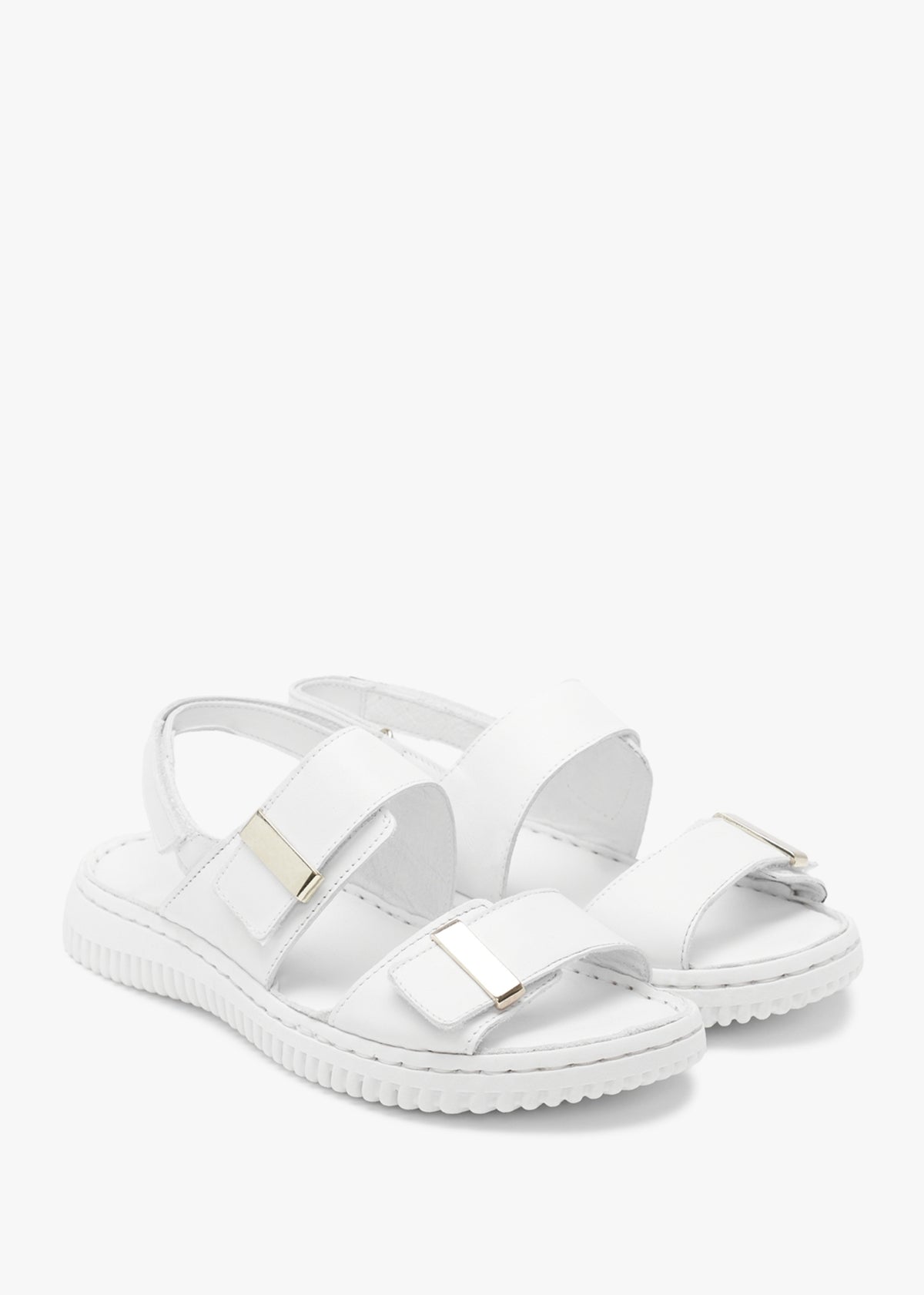 Lellie White Leather Two Bar Sandals