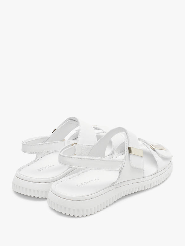 Lellie White Leather Two Bar Sandals