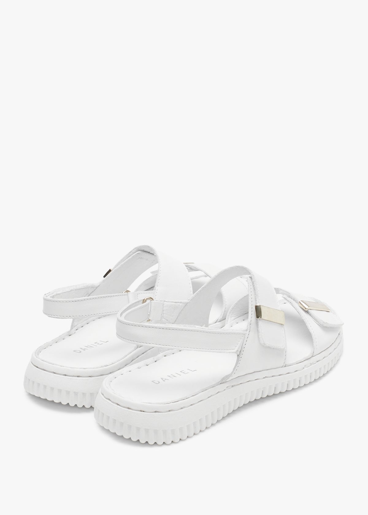 Lellie White Leather Two Bar Sandals