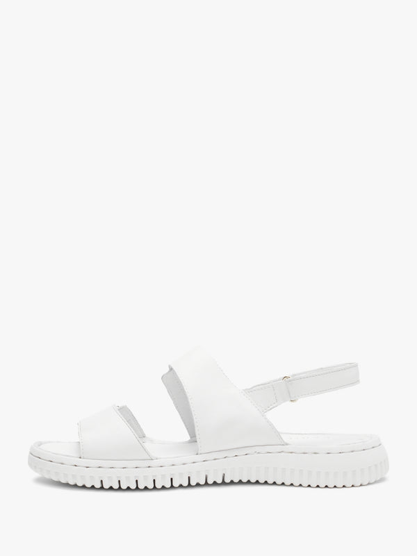 Lellie White Leather Two Bar Sandals