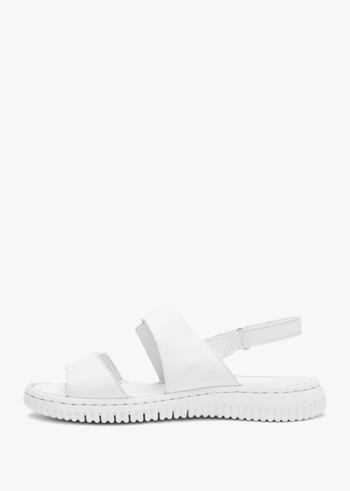 Lellie White Leather Two Bar Sandals