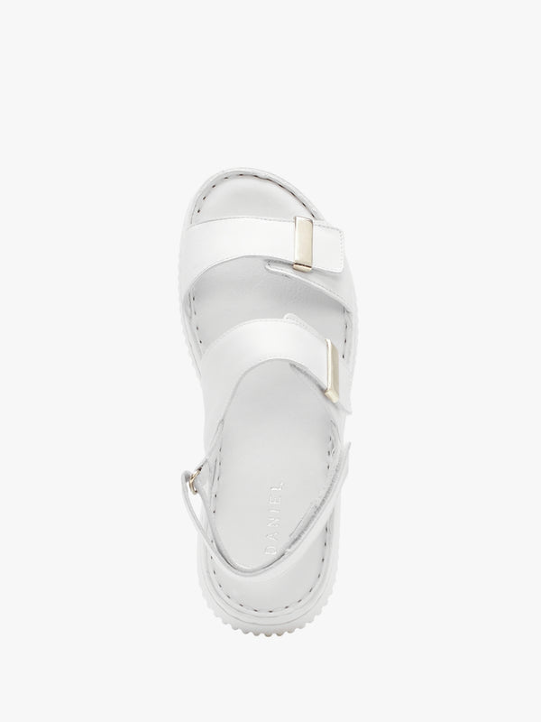 Lellie White Leather Two Bar Sandals