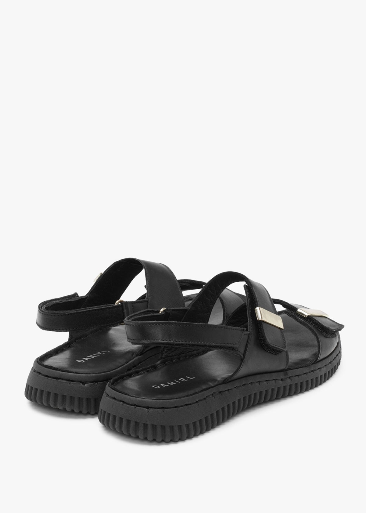 Lellie Black Leather Two Bar Sandals