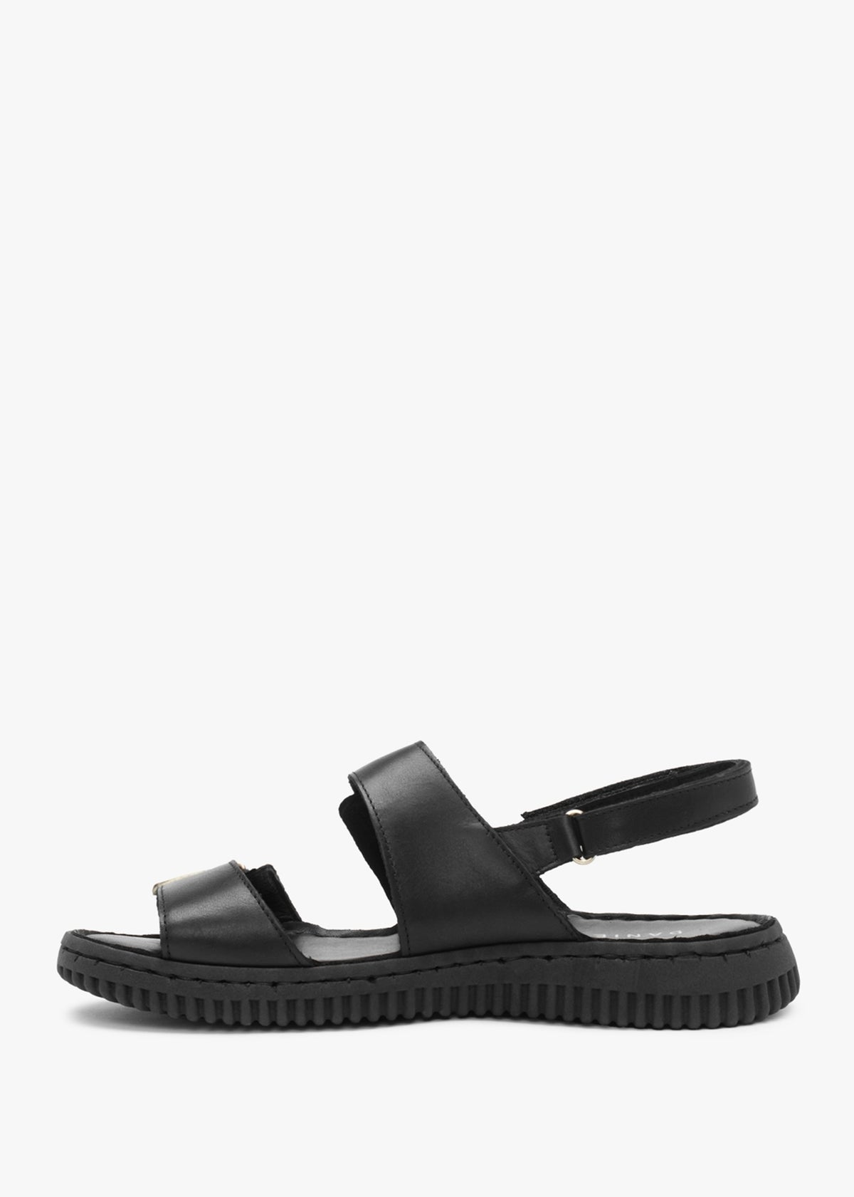 Lellie Black Leather Two Bar Sandals