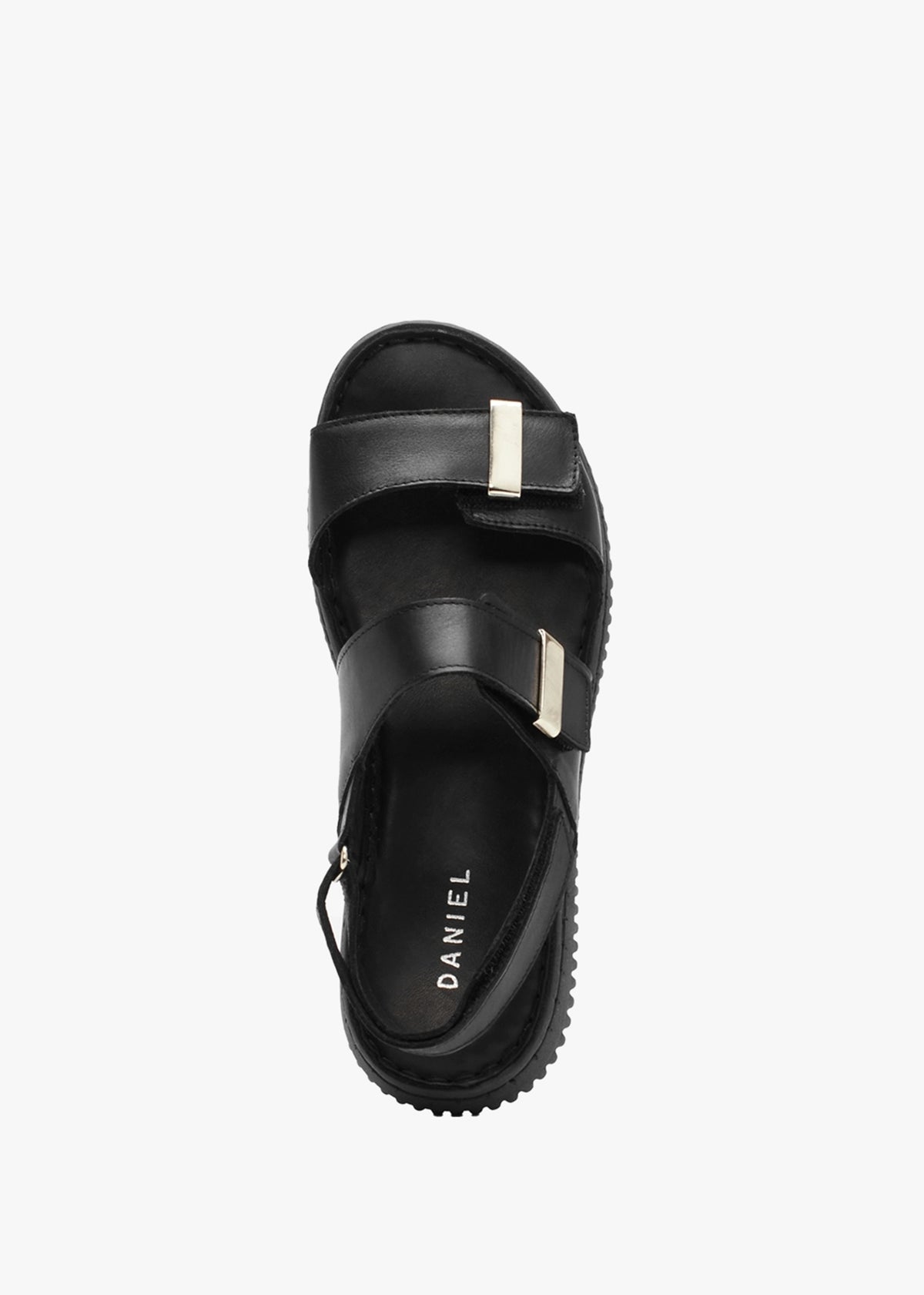 Lellie Black Leather Two Bar Sandals