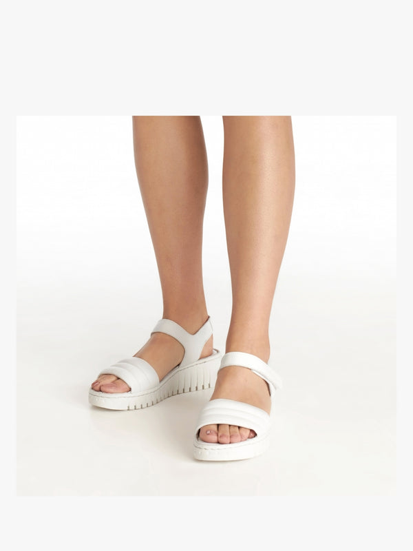 Lola White Leather Y Back Tread Sole Sandals