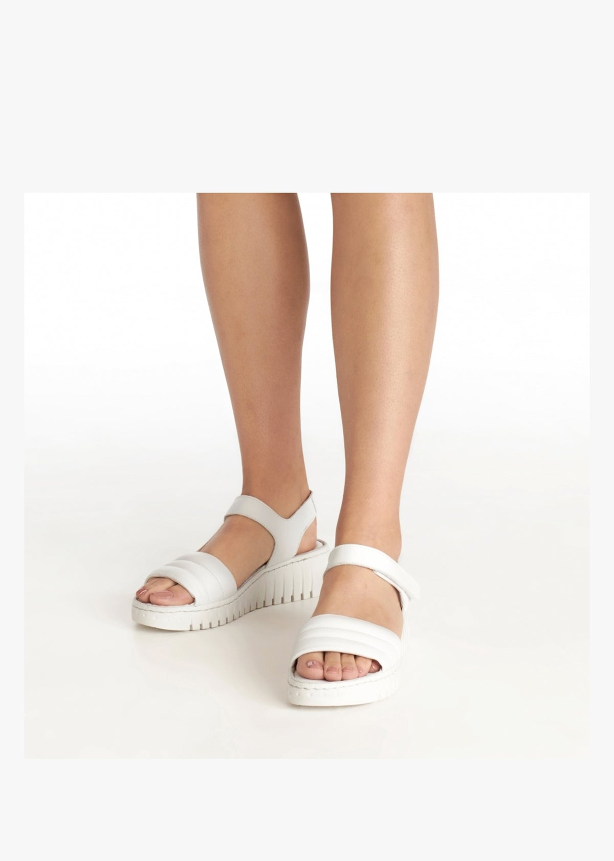 Lola White Leather Y Back Tread Sole Sandals