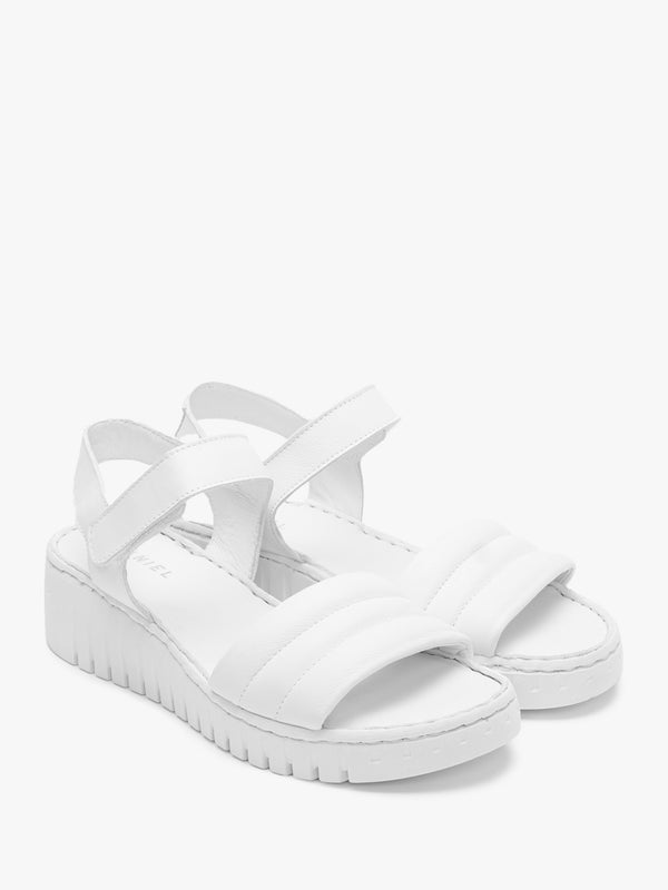 Lola White Leather Y Back Tread Sole Sandals