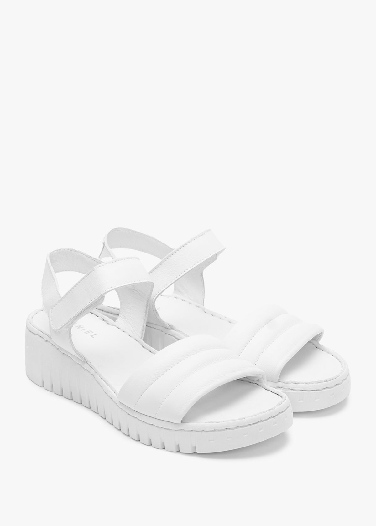 Lola White Leather Y Back Tread Sole Sandals