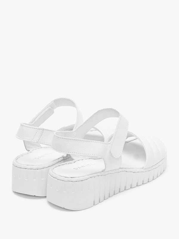 Lola White Leather Y Back Tread Sole Sandals