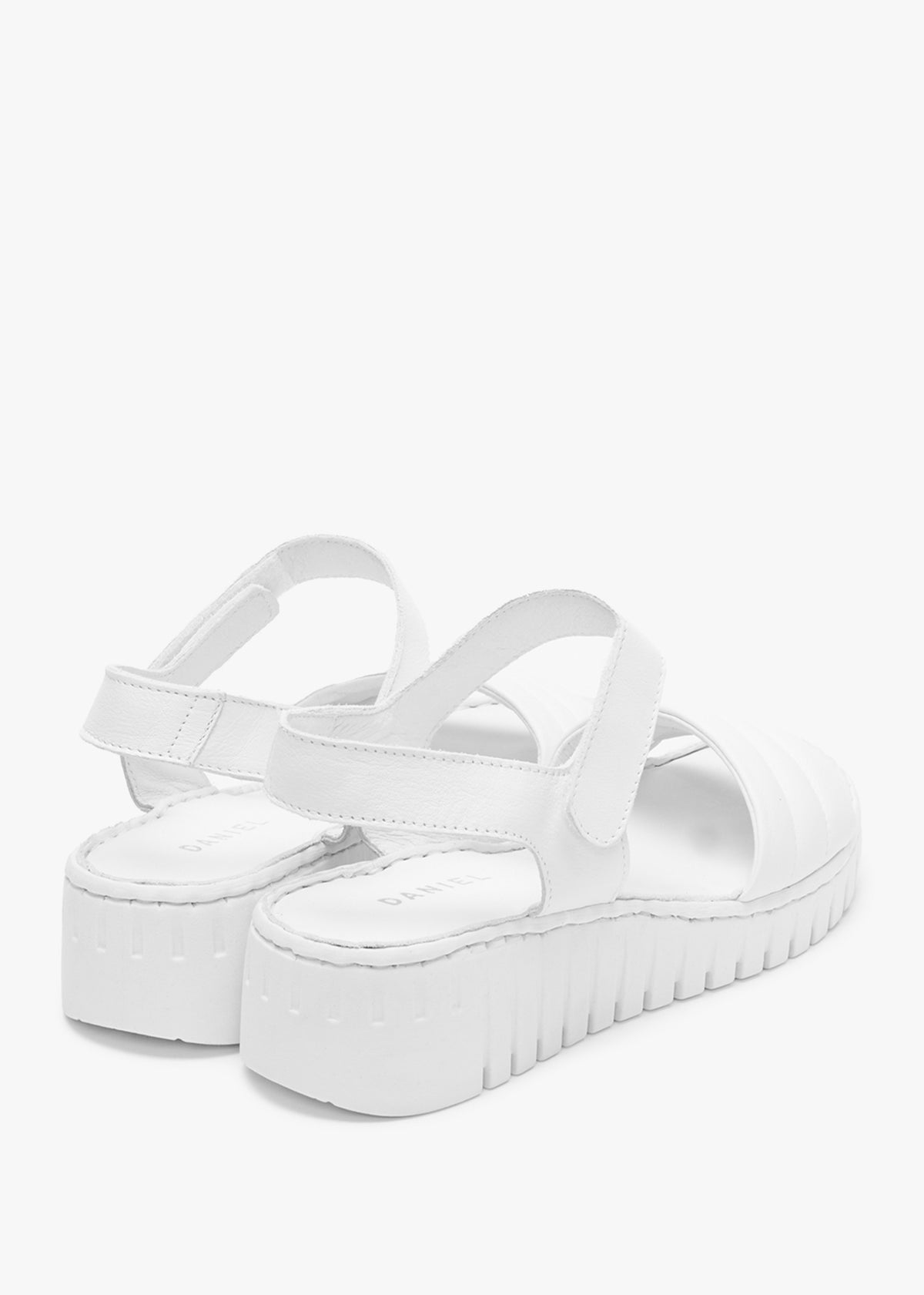Lola White Leather Y Back Tread Sole Sandals