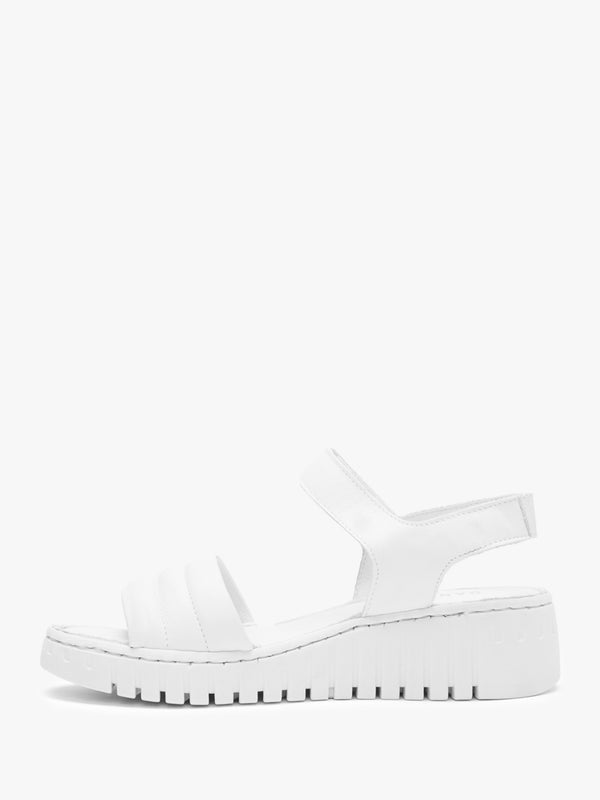 Lola White Leather Y Back Tread Sole Sandals