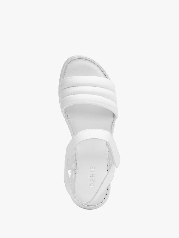 Lola White Leather Y Back Tread Sole Sandals