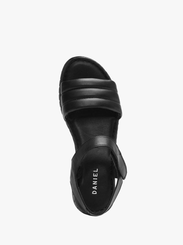 Lola Black Leather Y Back Tread Sole Sandals