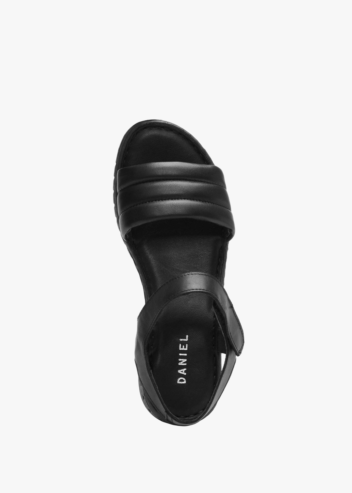 Lola Black Leather Y Back Tread Sole Sandals