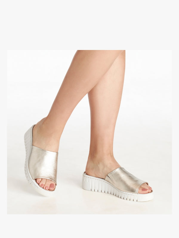 Lexi Gold Leather One Bar Mules