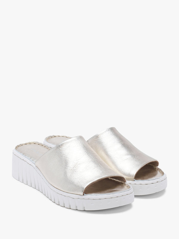 Lexi Gold Leather One Bar Mules