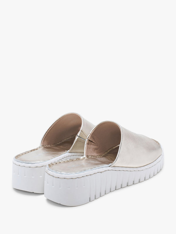 Lexi Gold Leather One Bar Mules