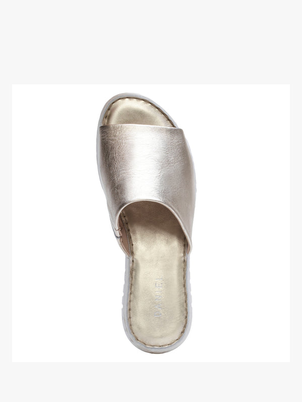 Lexi Gold Leather One Bar Mules