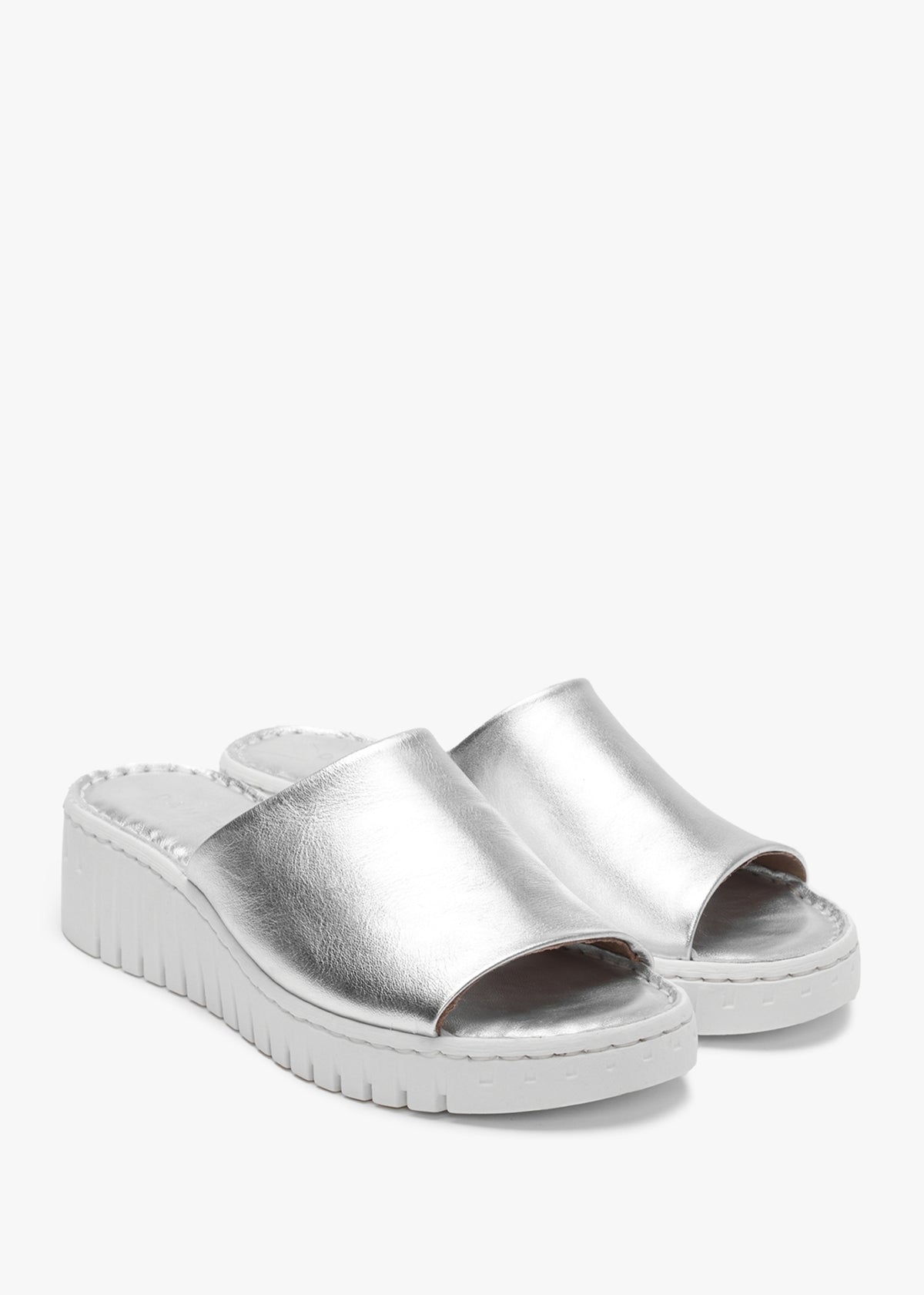 Lexi Silver Leather One Bar Mules