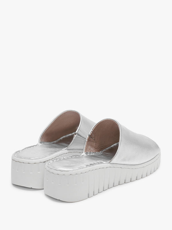 Lexi Silver Leather One Bar Mules