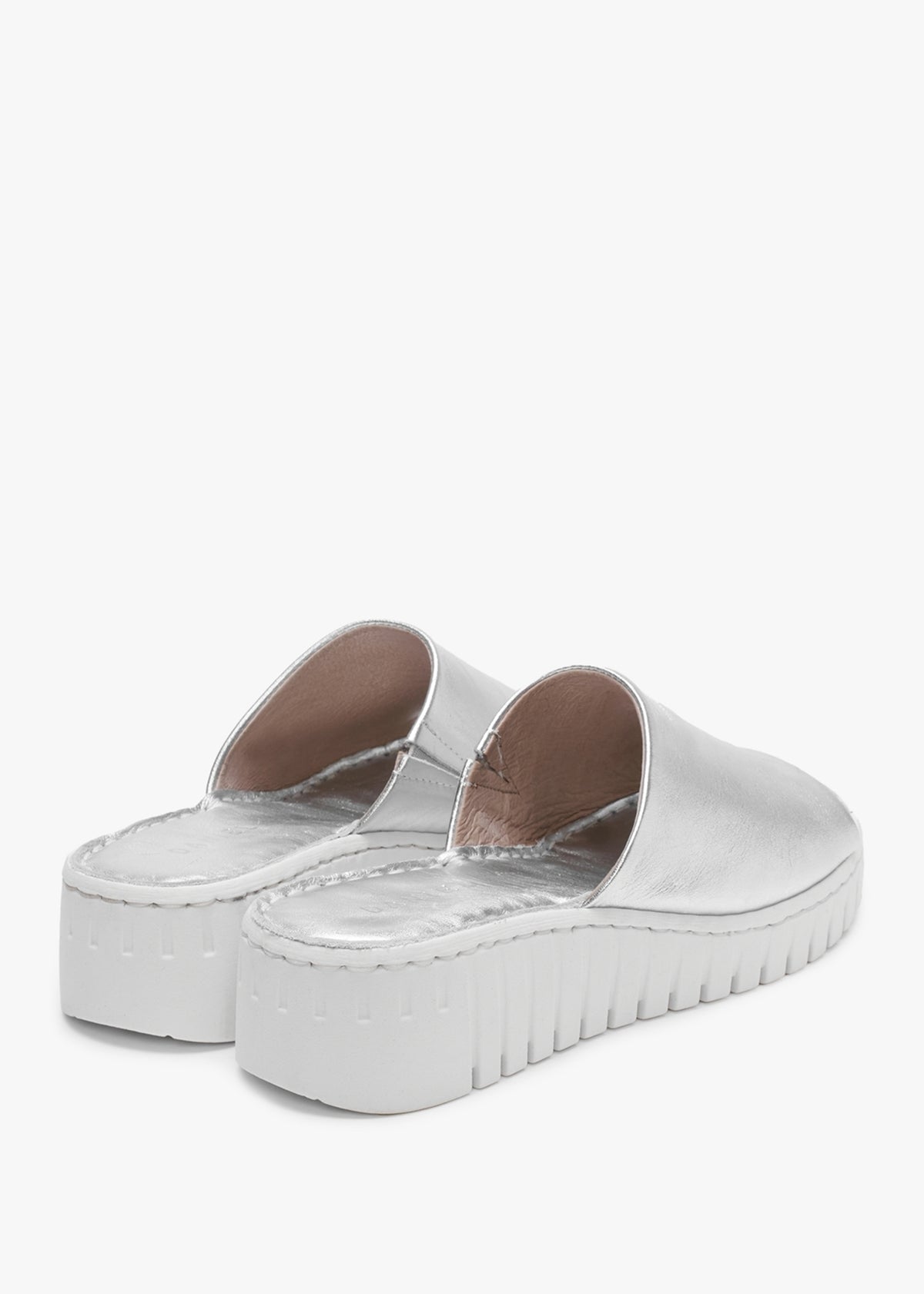 Lexi Silver Leather One Bar Mules
