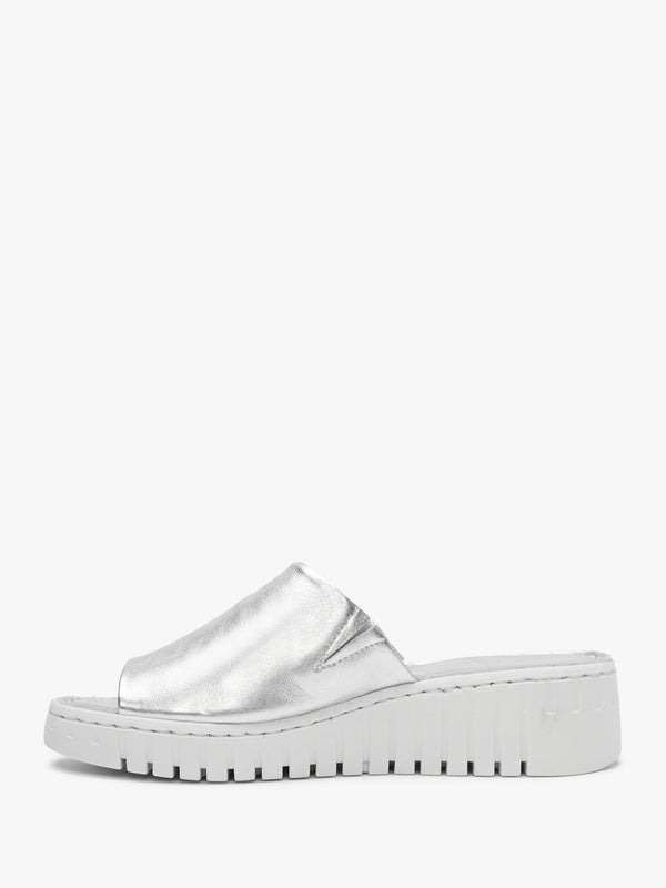 Lexi Silver Leather One Bar Mules