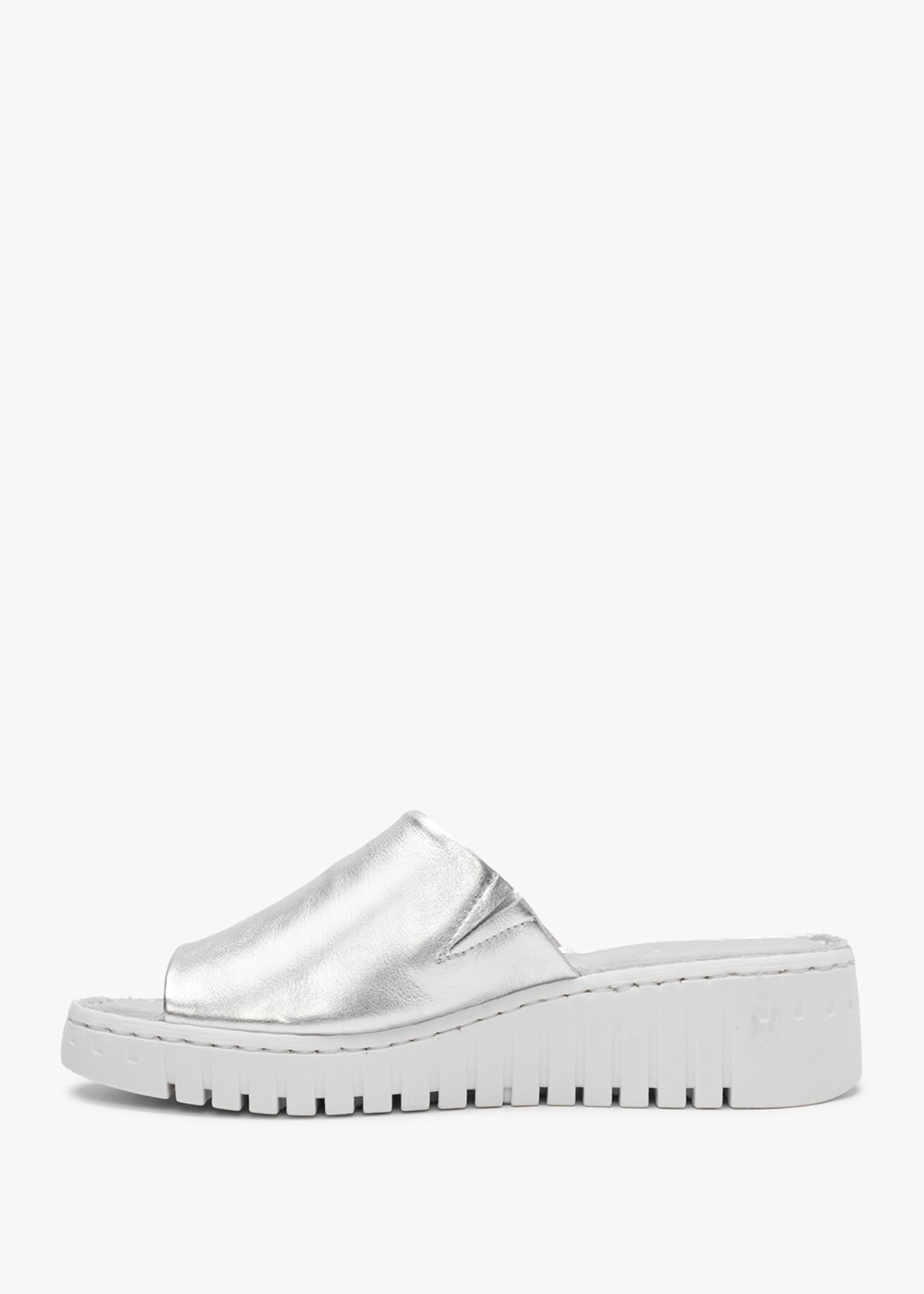 Lexi Silver Leather One Bar Mules
