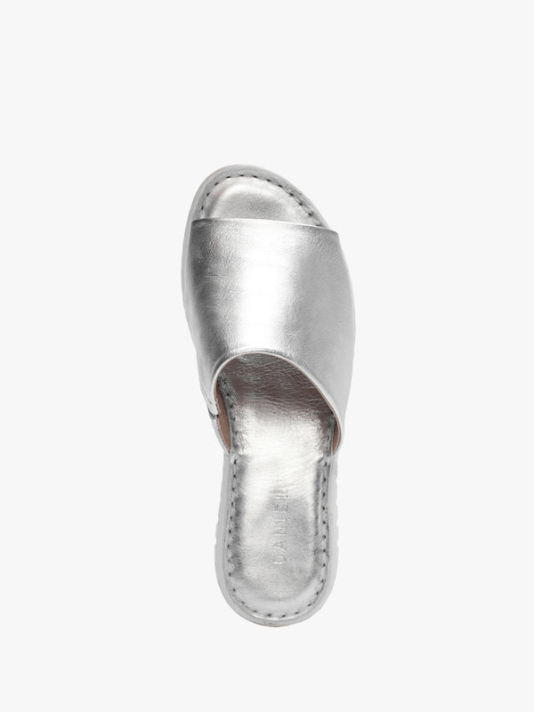 Lexi Silver Leather One Bar Mules