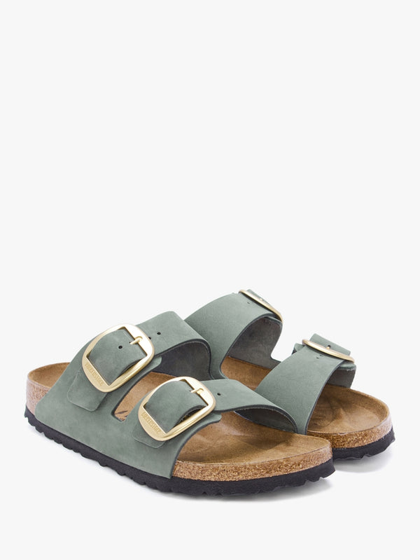 Arizona Big Buckle Thyme Nubuck Leather Two Bar Mules