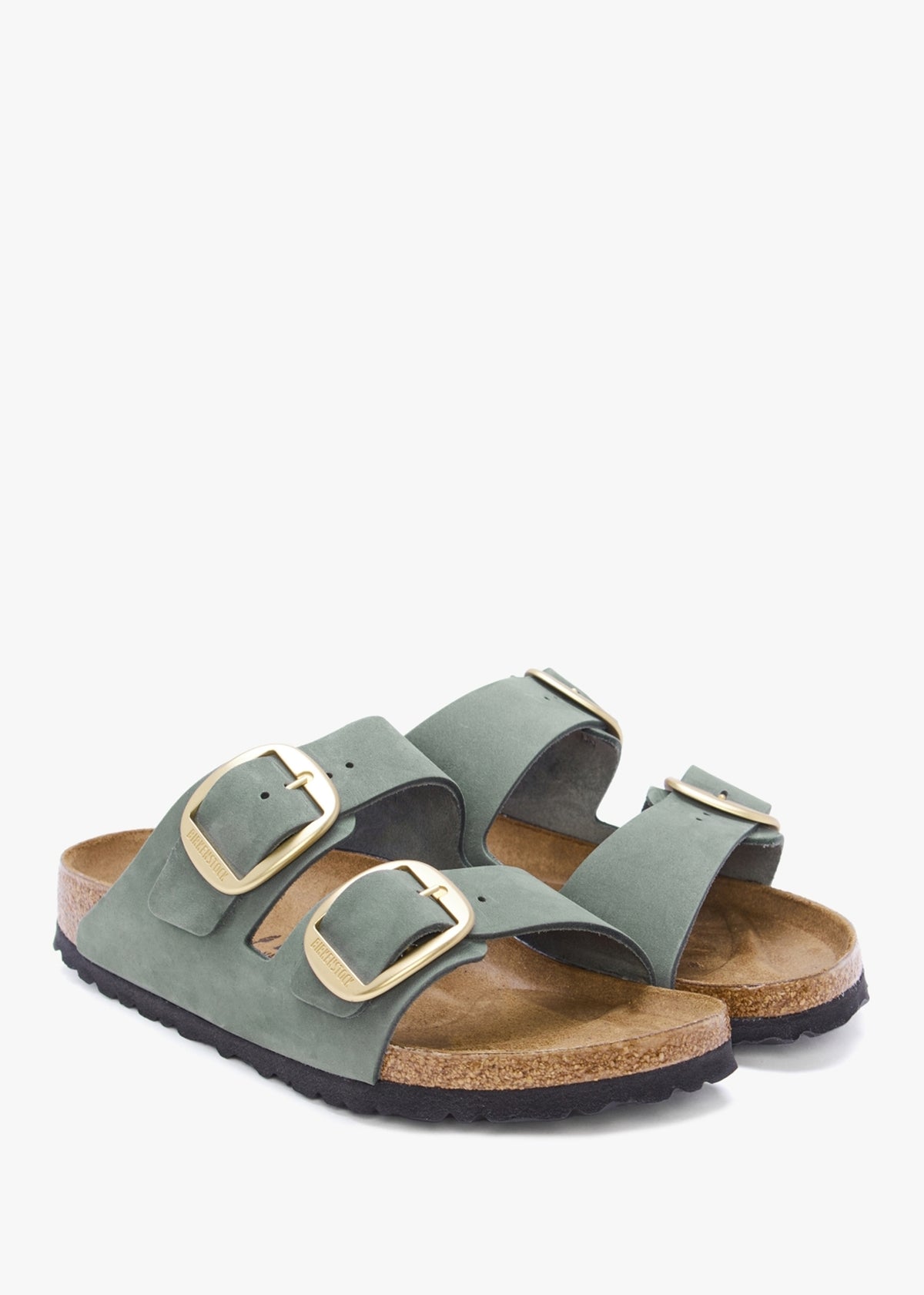 Arizona Big Buckle Thyme Nubuck Leather Two Bar Mules