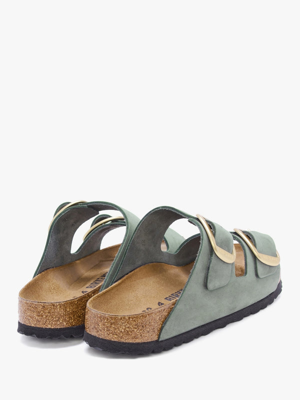 Arizona Big Buckle Thyme Nubuck Leather Two Bar Mules