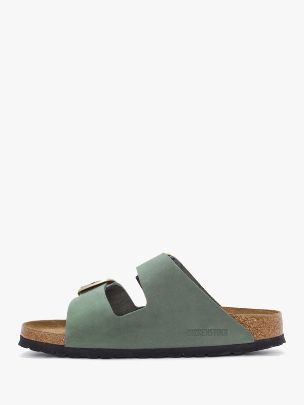 Arizona Big Buckle Thyme Nubuck Leather Two Bar Mules