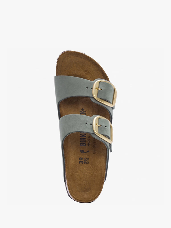 Arizona Big Buckle Thyme Nubuck Leather Two Bar Mules