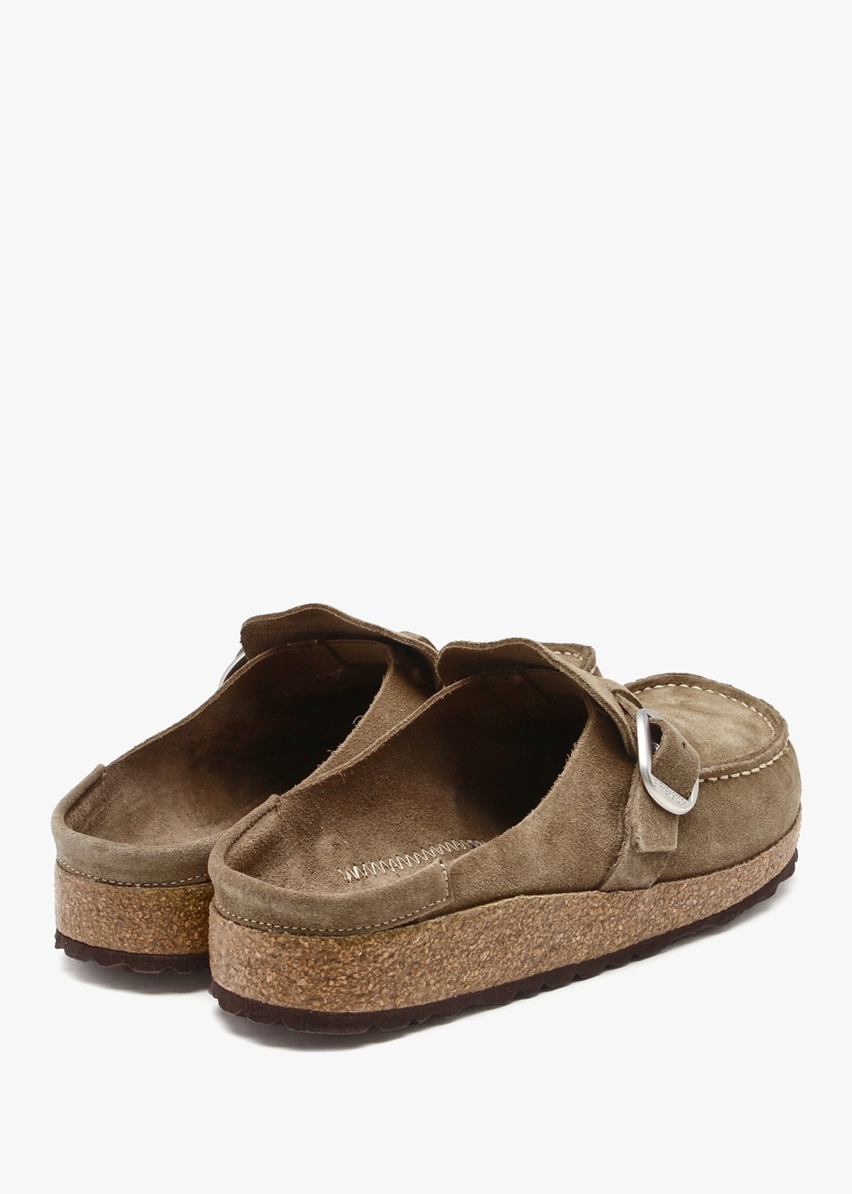 Buckley Grey Taupe Suede Leather Backless Moccasins