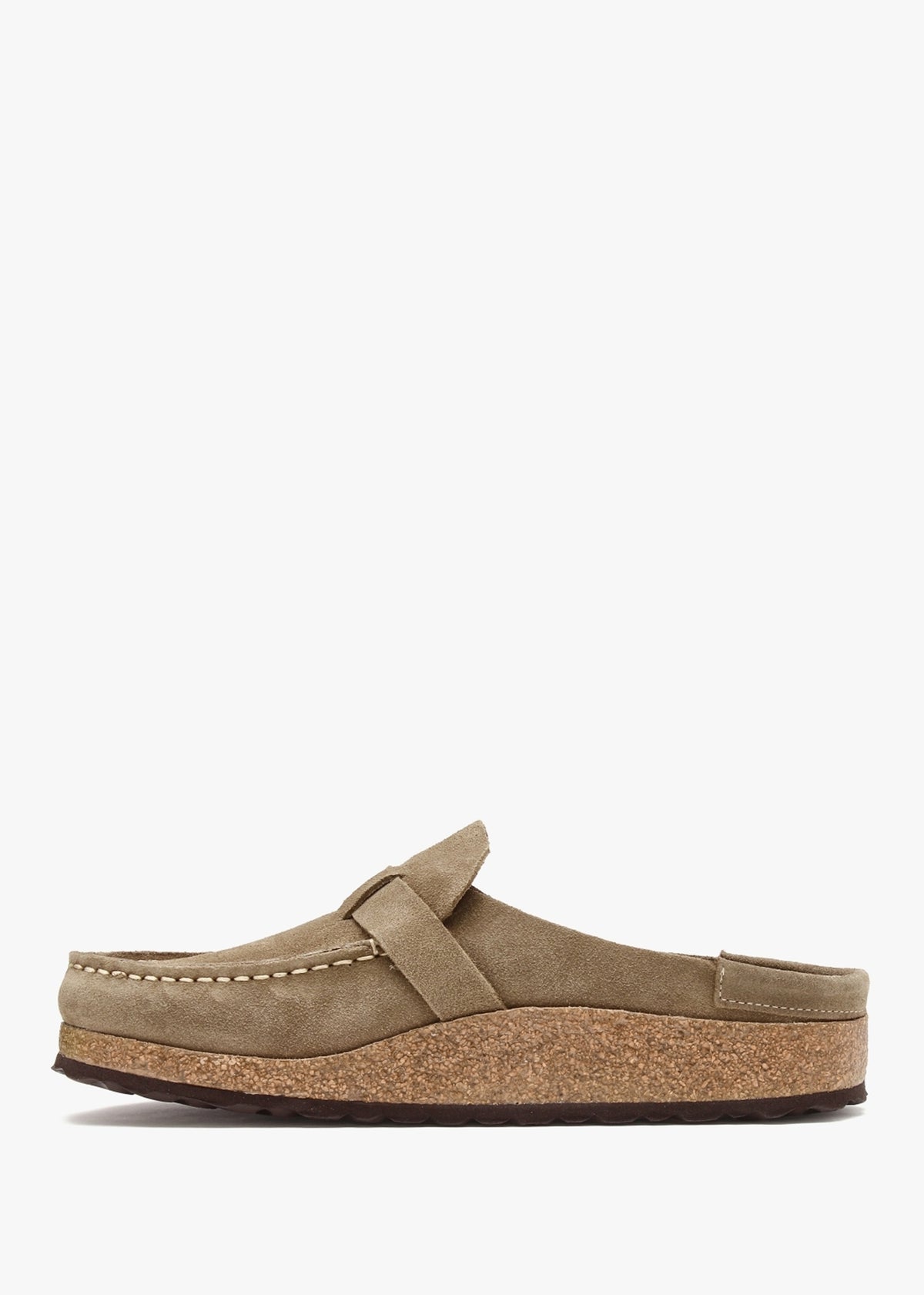 Buckley Grey Taupe Suede Leather Backless Moccasins